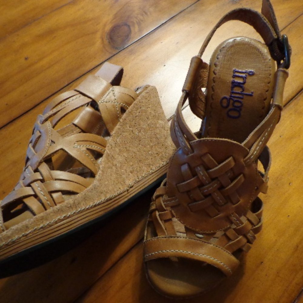 Clarks indigo Wedges Gull Pond Tan 6M Leather